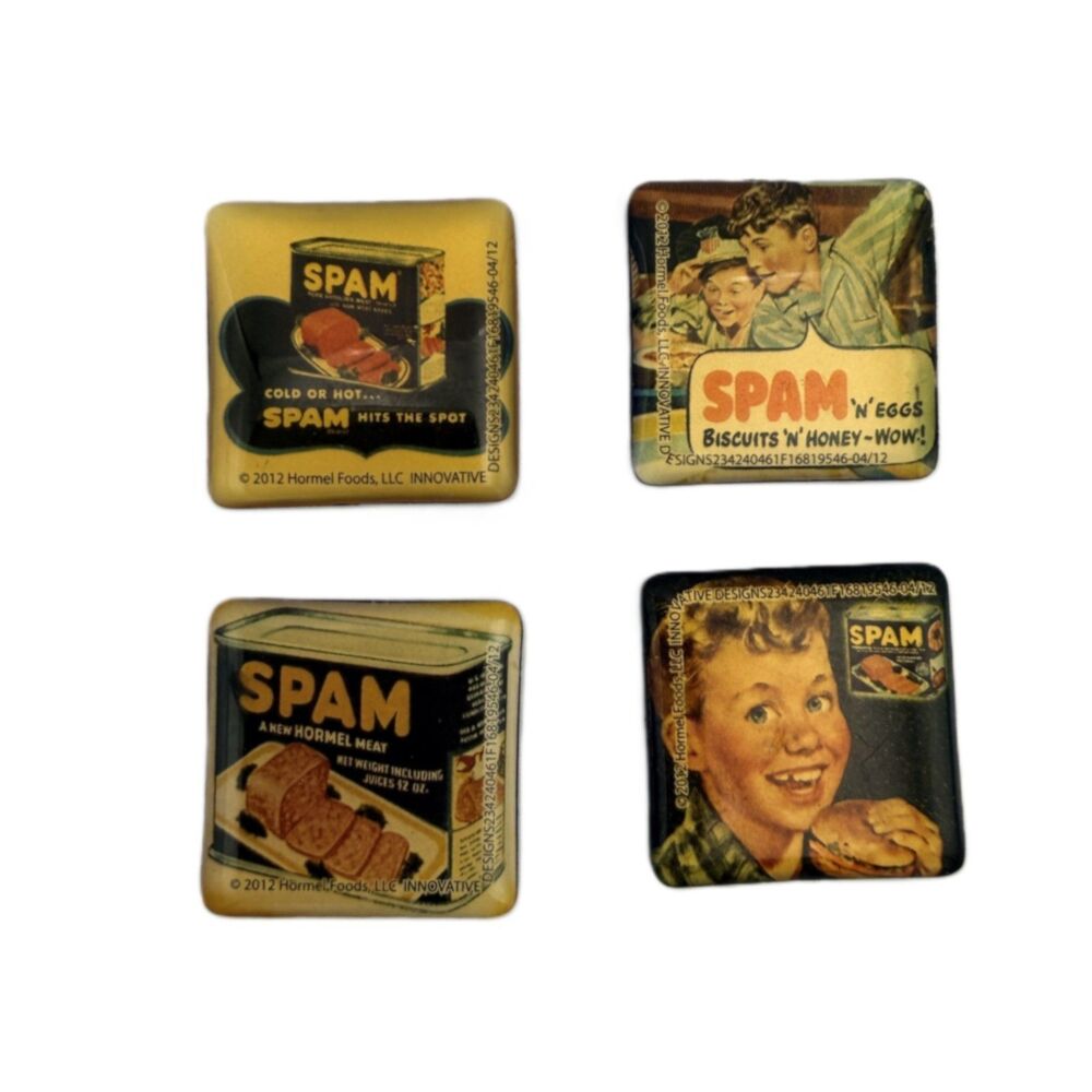 SPAM Miniature Fridge Magnets Set of 4 Retro 1950s Vintage Style Food Ads